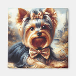 Vintage Yorkshire Terrier Painting Magnet