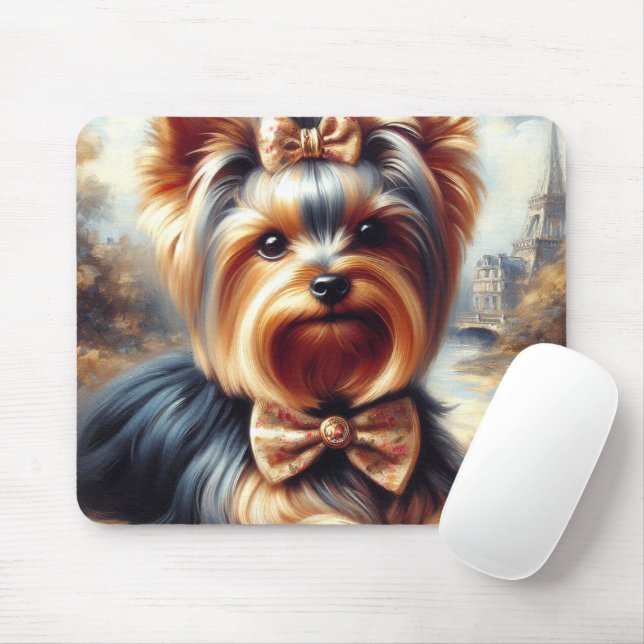 Vintage Yorkshire Terrier Painting Mouse Mat (With Mouse)