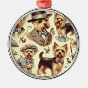 Vintage Yorkshire Terrier Seamless Metal Tree Decoration