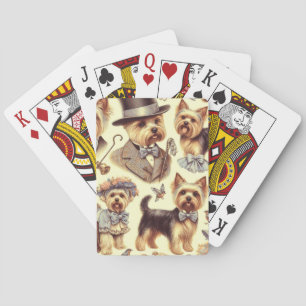 Vintage Yorkshire Terrier Seamless Playing Cards