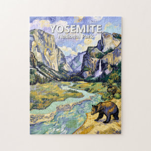 Vintage Yosemite El Capitan Bear Tunnel View Paint Jigsaw Puzzle