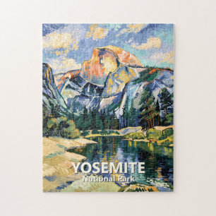 Vintage Yosemite Half Dome Vibrant Van Gogh Custom Jigsaw Puzzle