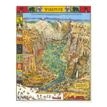 Vintage Yosemite Map of the National Park 1931