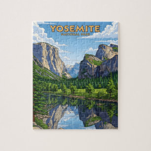 Vintage Yosemite national park landscape Jigsaw Puzzle