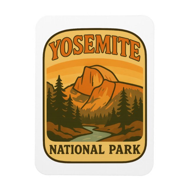 Vintage Yosemite National Park Retro Half Dome Magnet (Vertical)