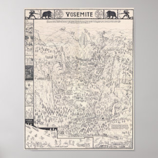 Vintage Yosemite Park Map 1931 Poster