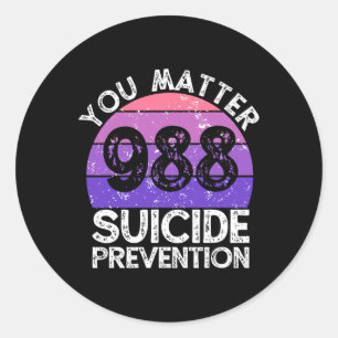 Vintage You Problem 988 Suicide Prevention Awarene Classic Round Sticker