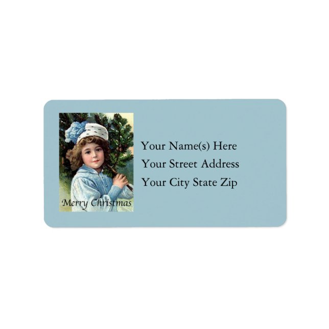 Vintage Young Girl With Tree Address Label (Front)