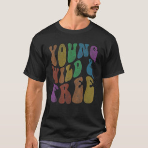 Vintage YOUNG WILD & FREE Hippie Retro Hiking Camp T-Shirt