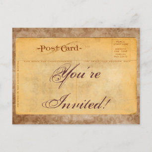 Vintage You're Invited Damask Invitation Postcards