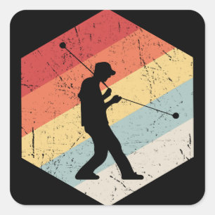 Vintage Yoyo Player Colourful Retro Square Sticker