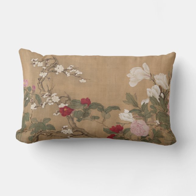 Vintage Yun Shouping Floral Art Throw Pillow (Front)