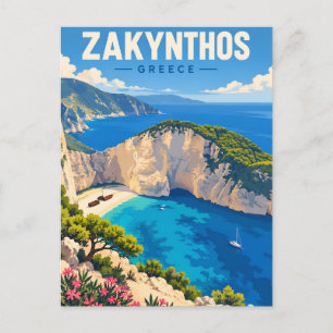 Vintage Zakynthos Greece Shipwreck Beach Postcard