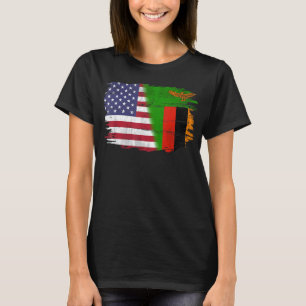 Vintage Zambia And American With Flag For Zambian T-Shirt
