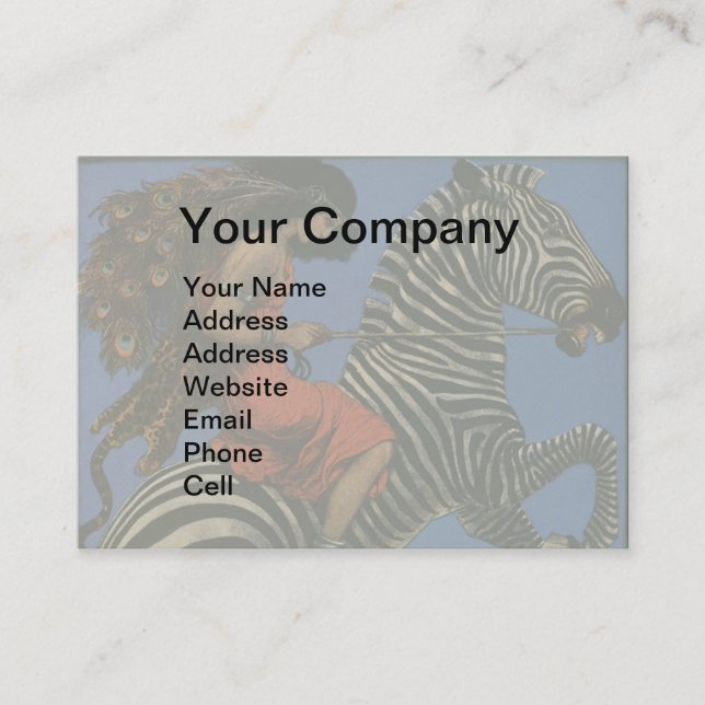 Vintage Zebra Art Nouveau Woman Business Card (Front)