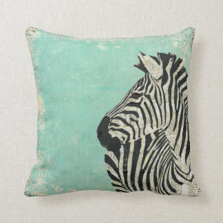 Vintage Zebra Blue MoJo Pillow