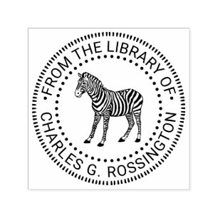 Vintage Zebra Drawing Library Book Name Self-inking Stamp