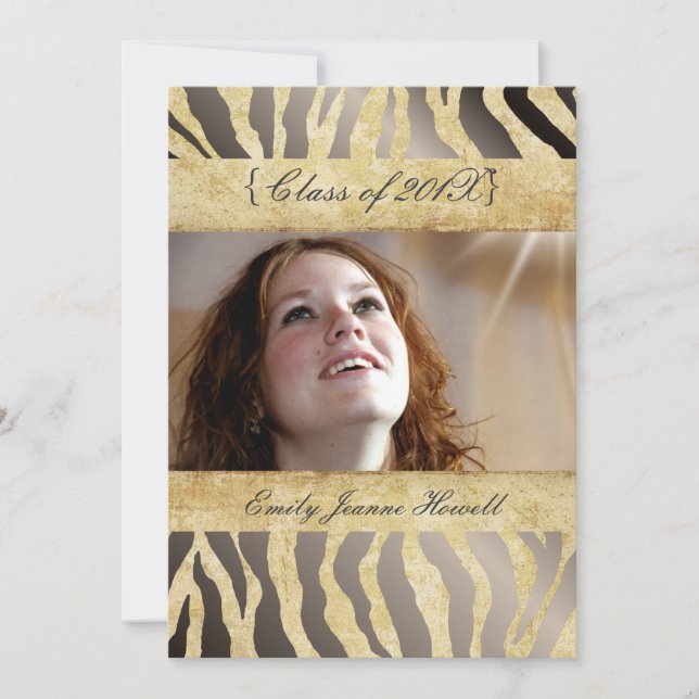 Vintage Zebra/Graduations Party Invitations (Front)