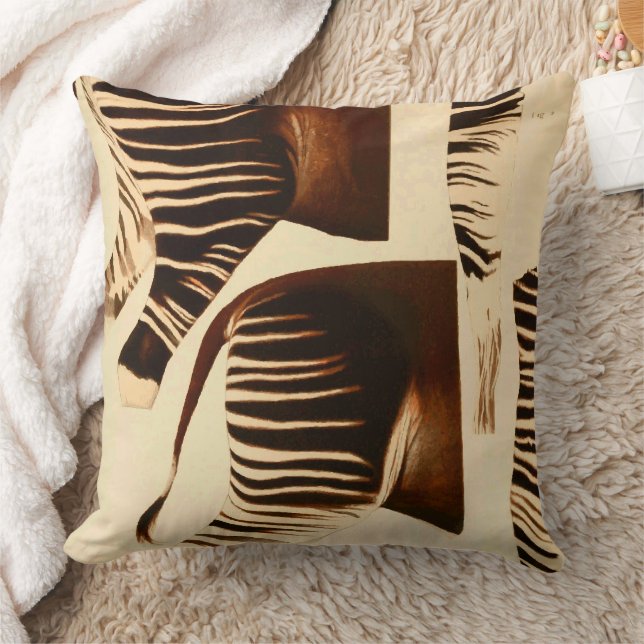 Vintage Zebra Hind Quaters Illustration Cushion (Blanket)