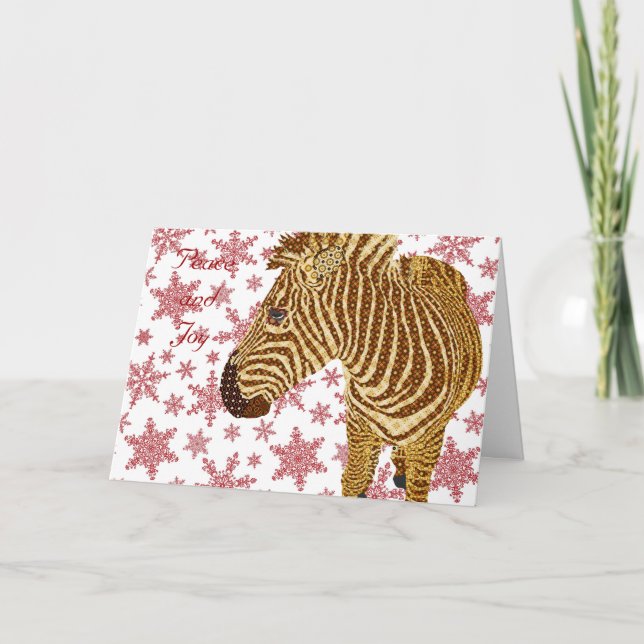 Vintage Zebra II Christmas Greeting Holiday Card (Front)