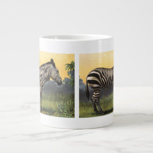 Vintage Zebra in the African Savannah, Wild Animal Large Coffee Mug