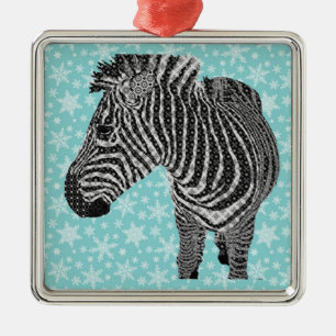 Vintage Zebra Metal Tree Decoration