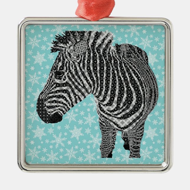 Vintage Zebra Metal Tree Decoration (Front)