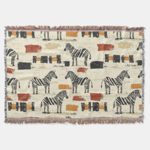 Vintage Zebra Pattern Rustic Boho Safari Print Throw Blanket