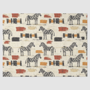 Vintage Zebra Pattern Rustic Boho Safari Print Tissue Paper