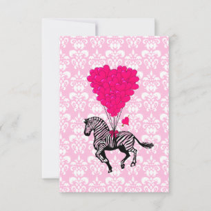 Vintage zebra & pink heart balloons