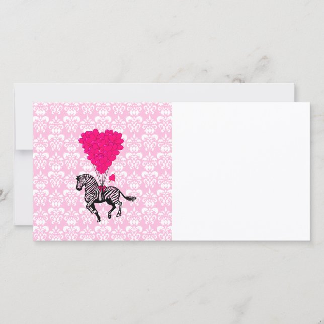 Vintage zebra & pink  heart balloons (Front)