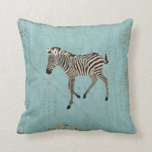 Vintage Zebra Powder Blue Mojo Pillow