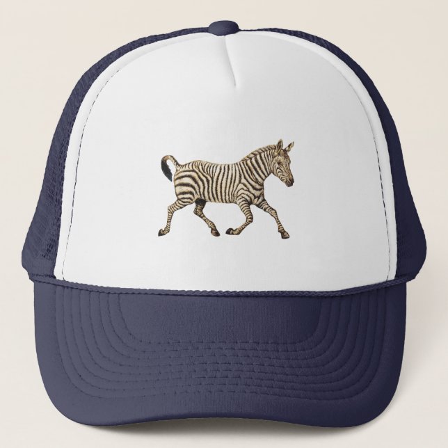 Vintage zebra running with paisley design trucker hat (Front)