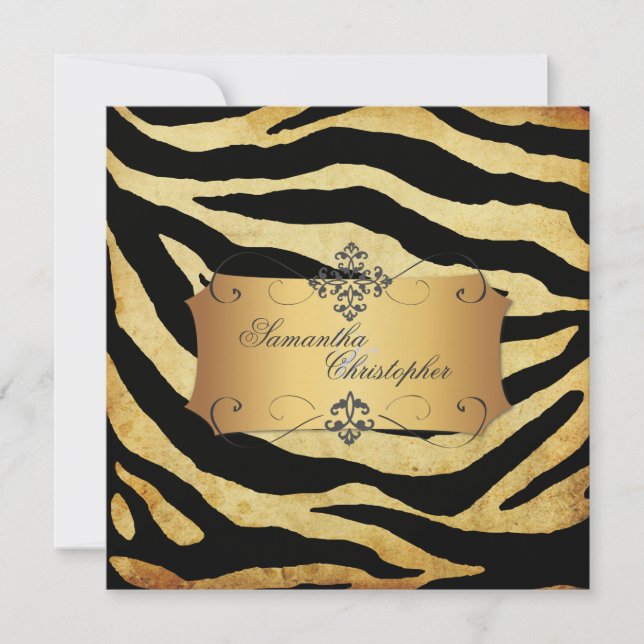 Vintage Zebra stripes, Wedding Invitations (Front)
