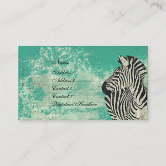 Vintage Zebra Turquoise Business Card/Tags Card