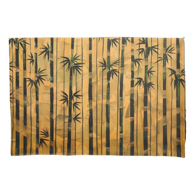 Vintage Zen Forest Bamboo  Pillowcase (Front)