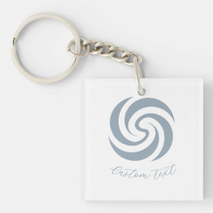 Vintage Zen Spiral Mineral Blue with Custom Text Key Ring