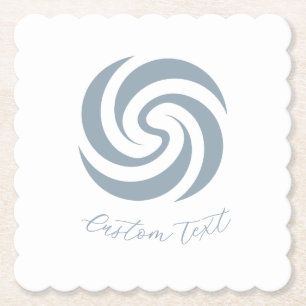 Vintage Zen Spiral Mineral Blue with Custom Text Paper Coaster