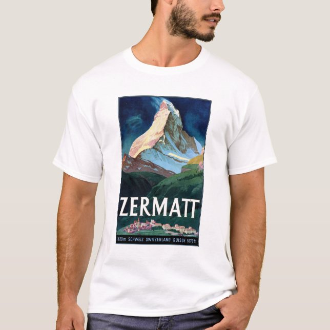 Vintage Zermatt Switzerland Matterhorn Travel T-Shirt (Front)