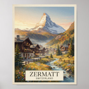 Vintage Zermatt Switzerland Travel Poster