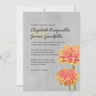 Vintage Zinnia Wedding Invitations
