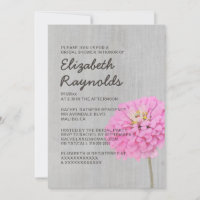 Vintage Zinnias Bridal Shower Invitations