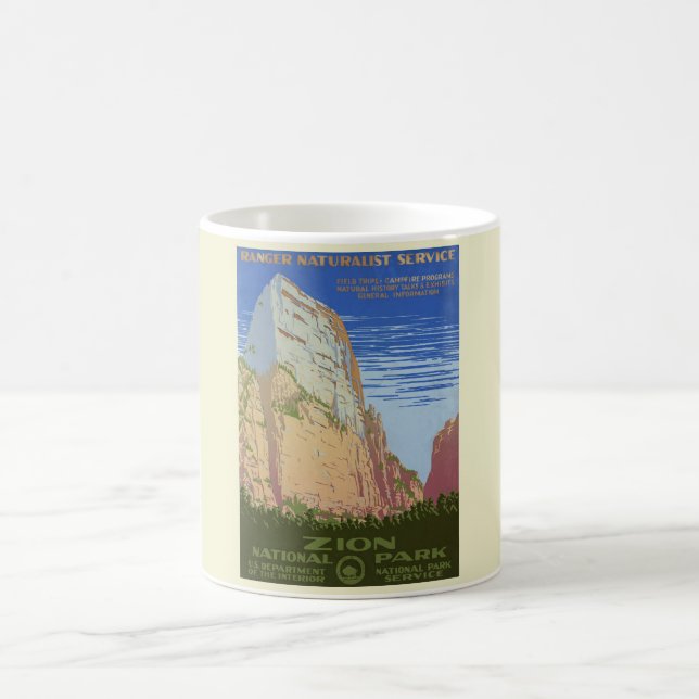 Vintage Zion National Park Poster Coffee Mug (Center)
