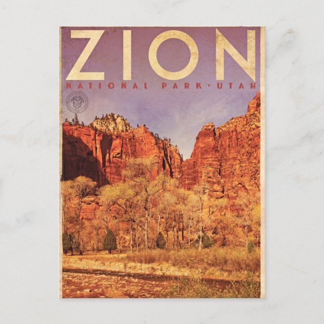 Vintage Zion Virgin River Travel Postcard (Front)