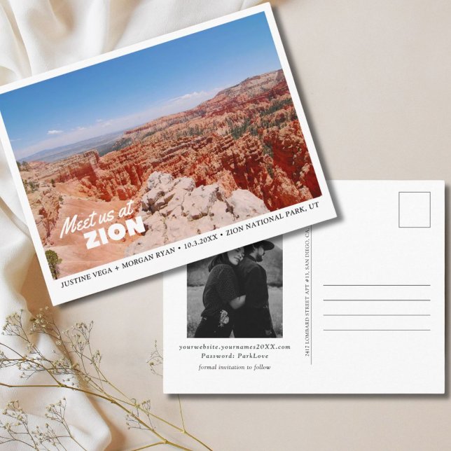 Vintage Zion Wedding Save the Date Postcard (Vintage Zion Wedding Save the Date Postcard)