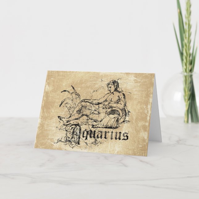 Vintage Zodiac Aquarius Card (Front)