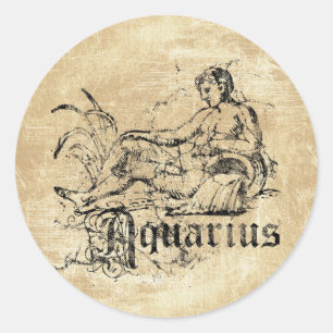 Vintage Zodiac Aquarius Classic Round Sticker