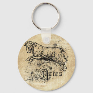 Vintage Zodiac Aries Key Ring