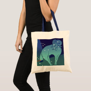 Vintage Zodiac, Astrology Aries Ram Constellation Tote Bag
