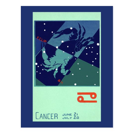 Vintage Zodiac Astrology Cancer Crab Constellation Postcard